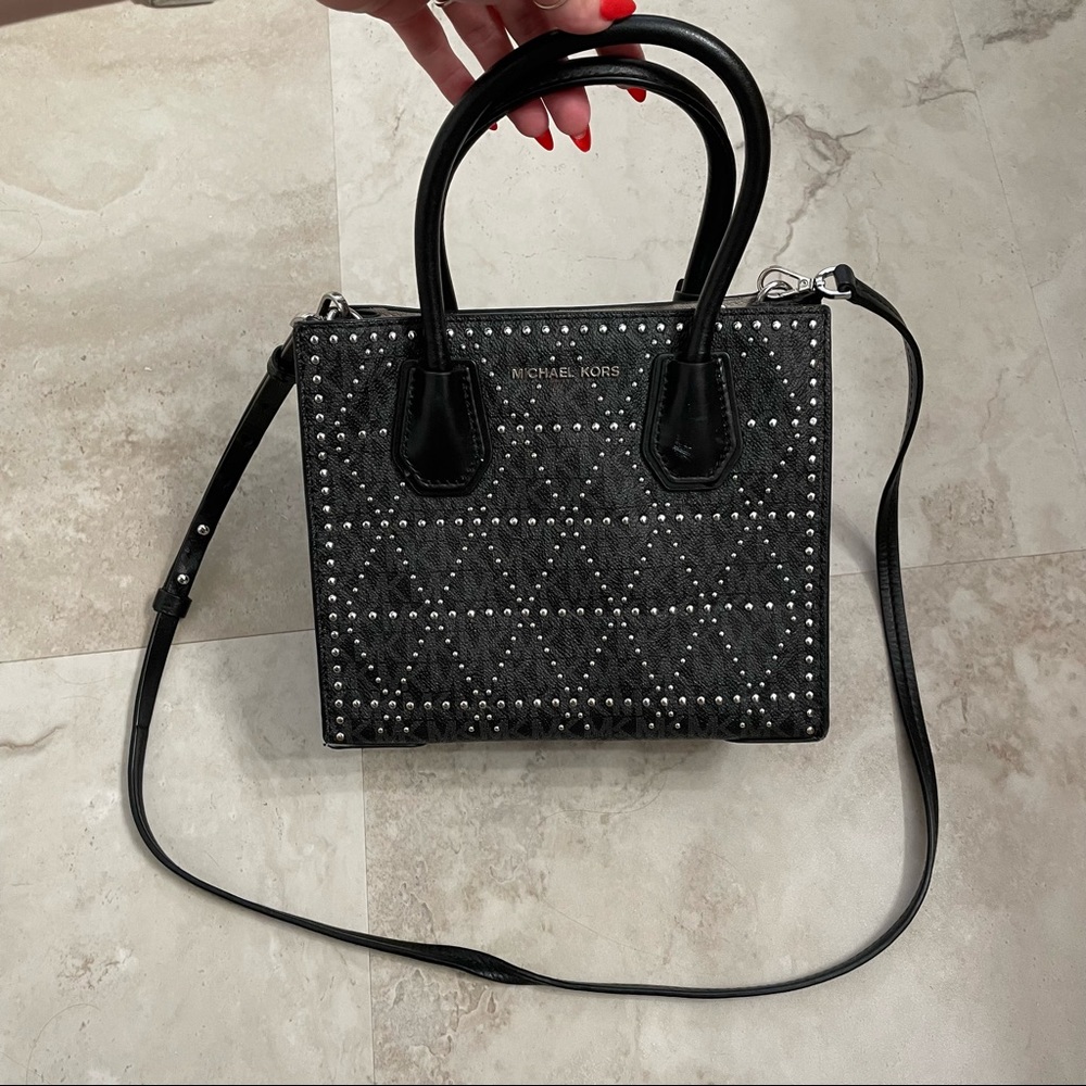 Michael Kors Black Studded Mercer Purse